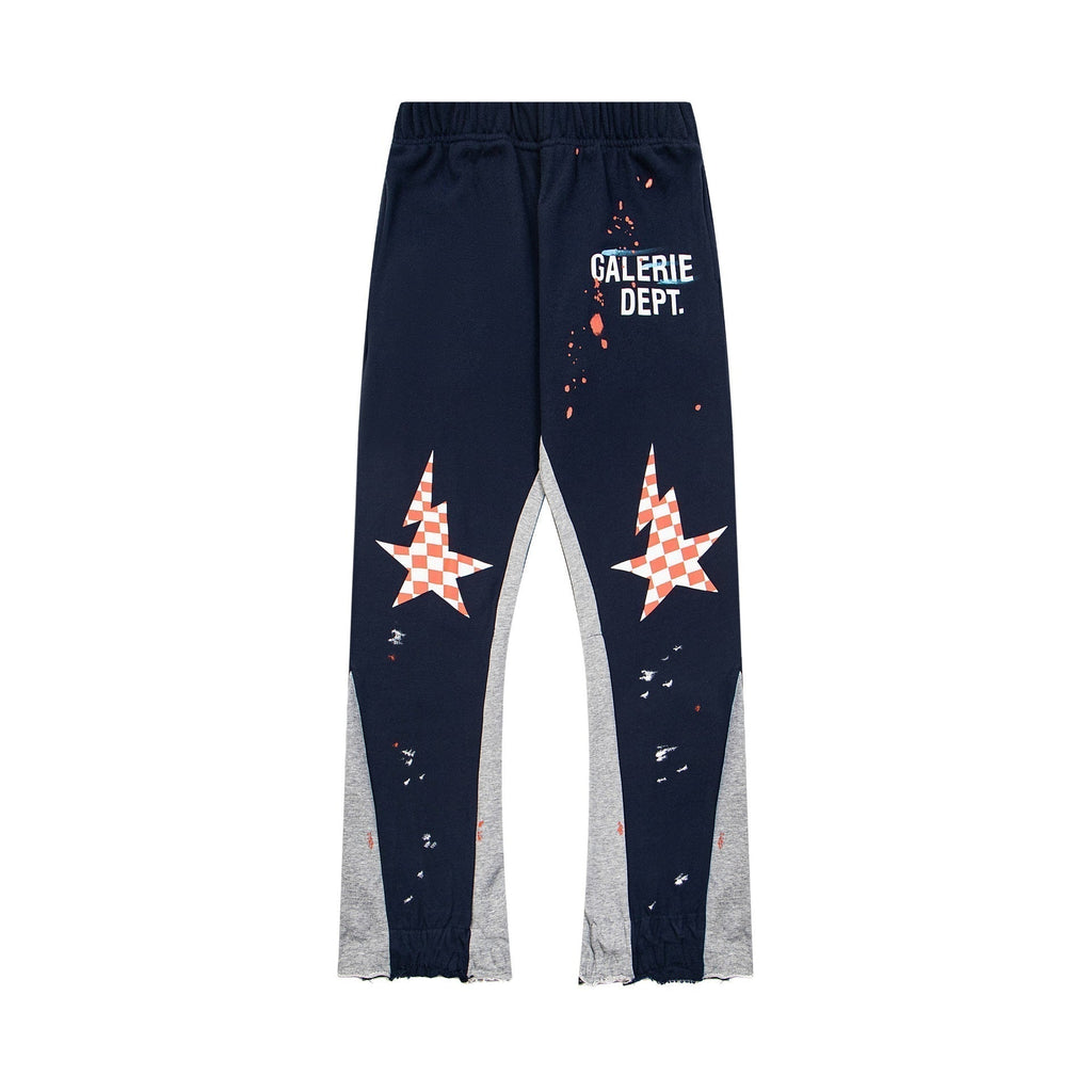 Gallery Dept Sweatpants Hand-painted splashed ink letter patch splicing casual trousers